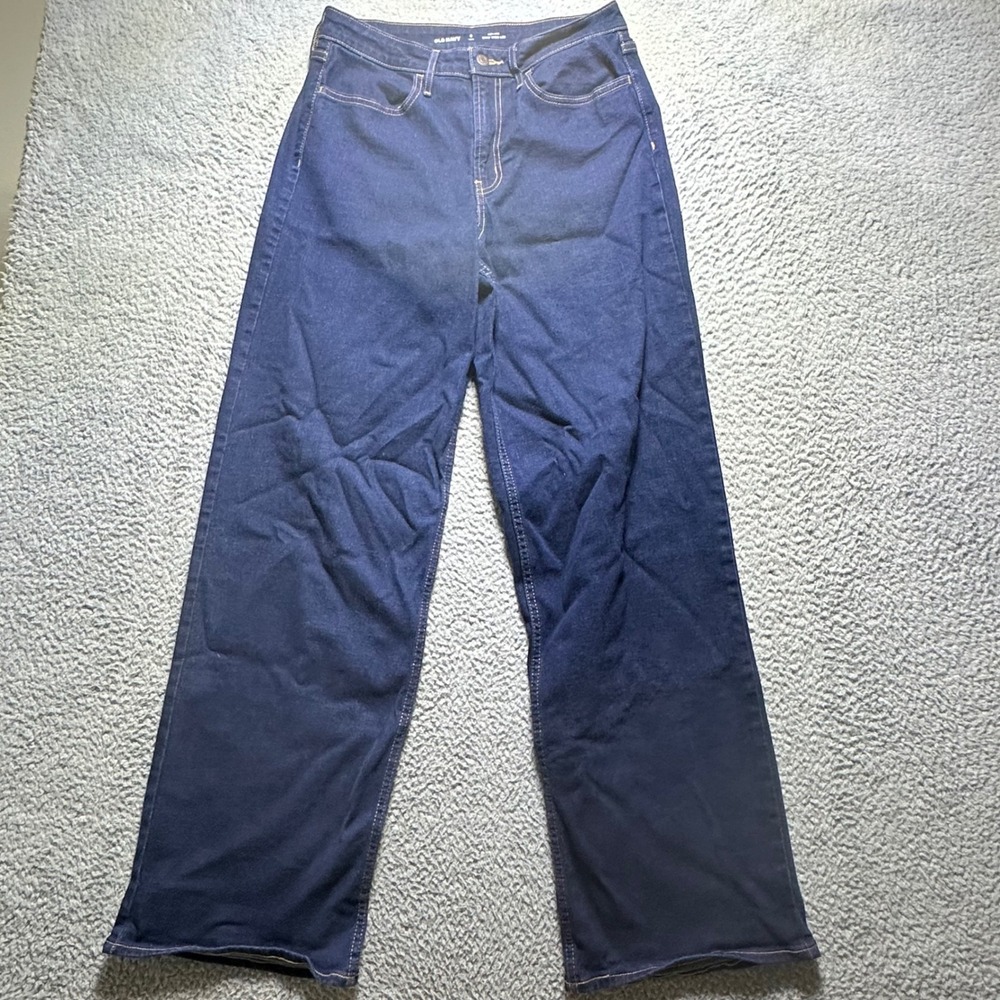 Old Navy Wow Wide Leg Jeans‎ Womens 8 Tall Dark Wash High Rise Denim Indigo
